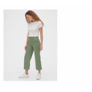 Green GAP High Rise Wide Leg Crop jeans/khakis